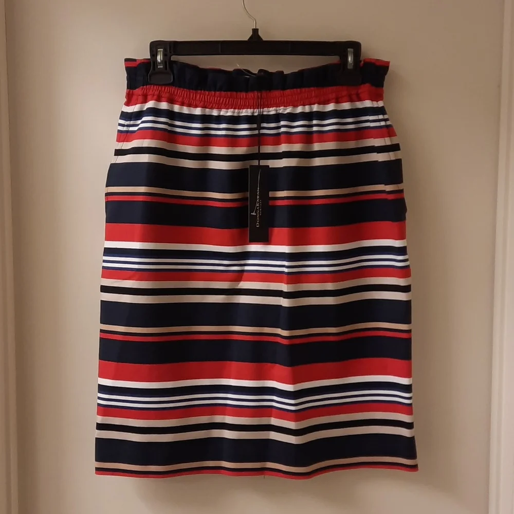 NWT, Donna Karan Marine Batik Stripe Skirt